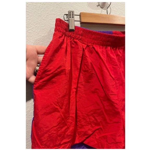 URBAN RENEWAL Red Purple Colorblock Reworked Shorts - Picture 6 of 7